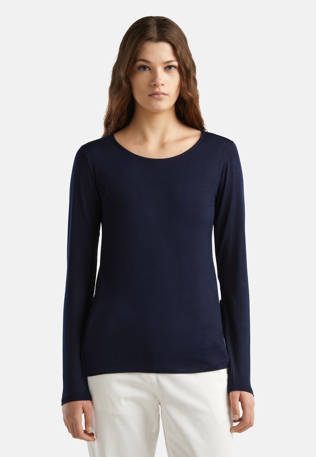 

Топ с длинными рукавами STRETCH United Colors of Benetton, цвет blue