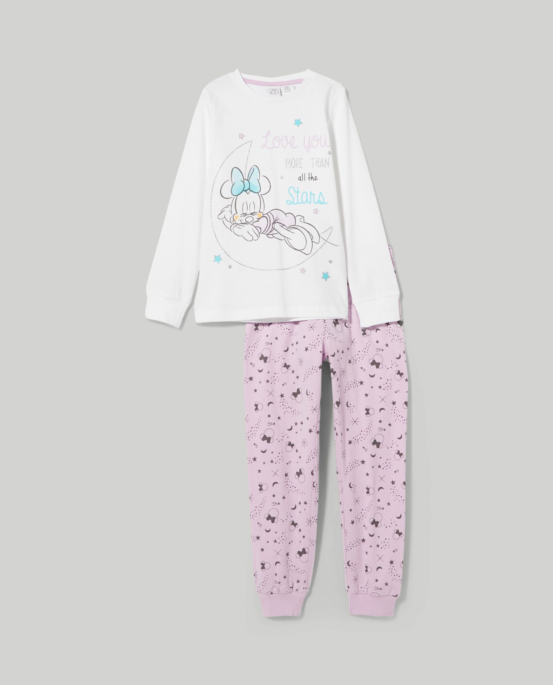 цена Длинная пижама из чистого хлопка с принтом для девочек., пудрово-розовый