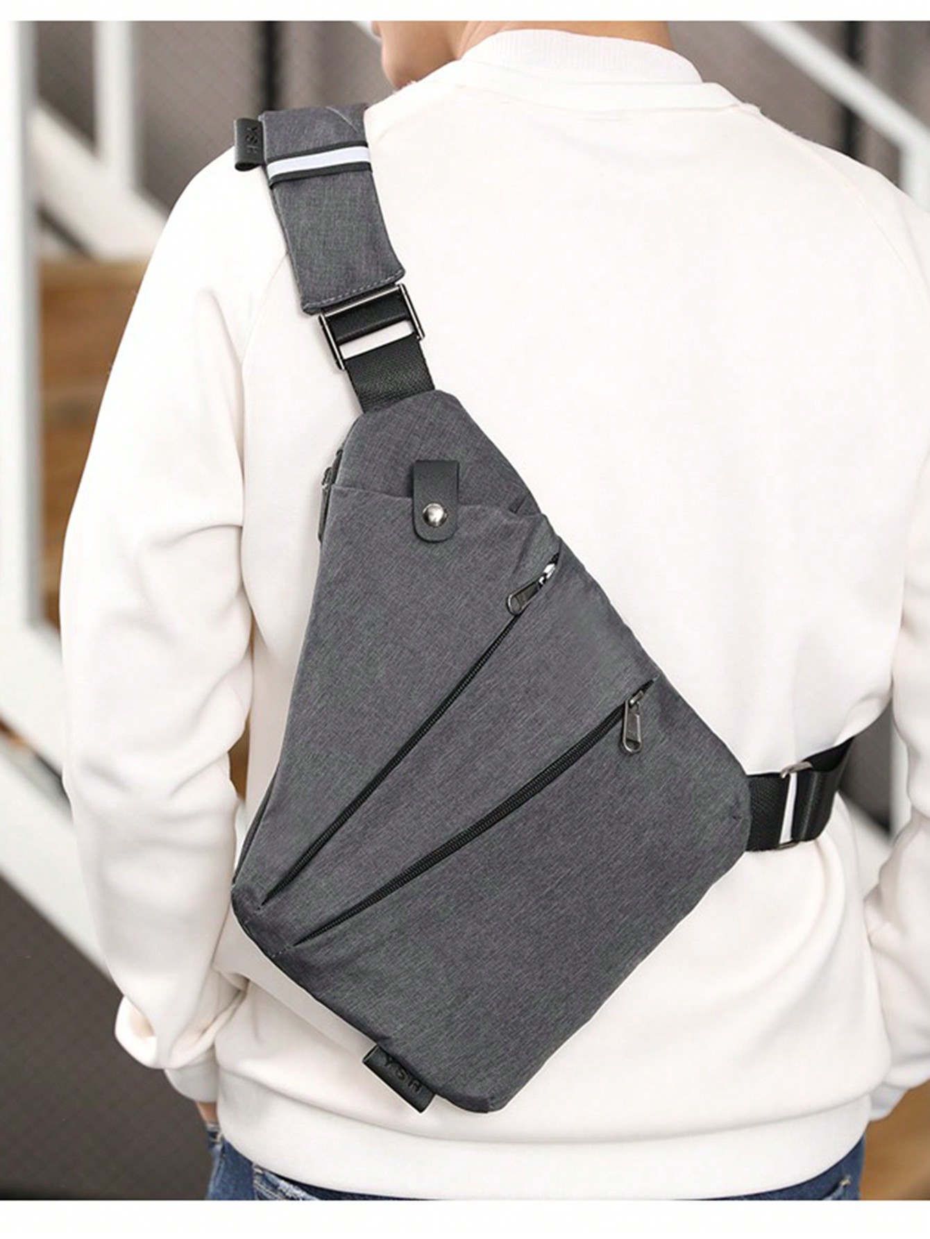 сумка слинг рюкзак через плечо нагрудная сумка рюкзак для пеших прогулок и путешествий Нагрудная сумка большой емкости, серый