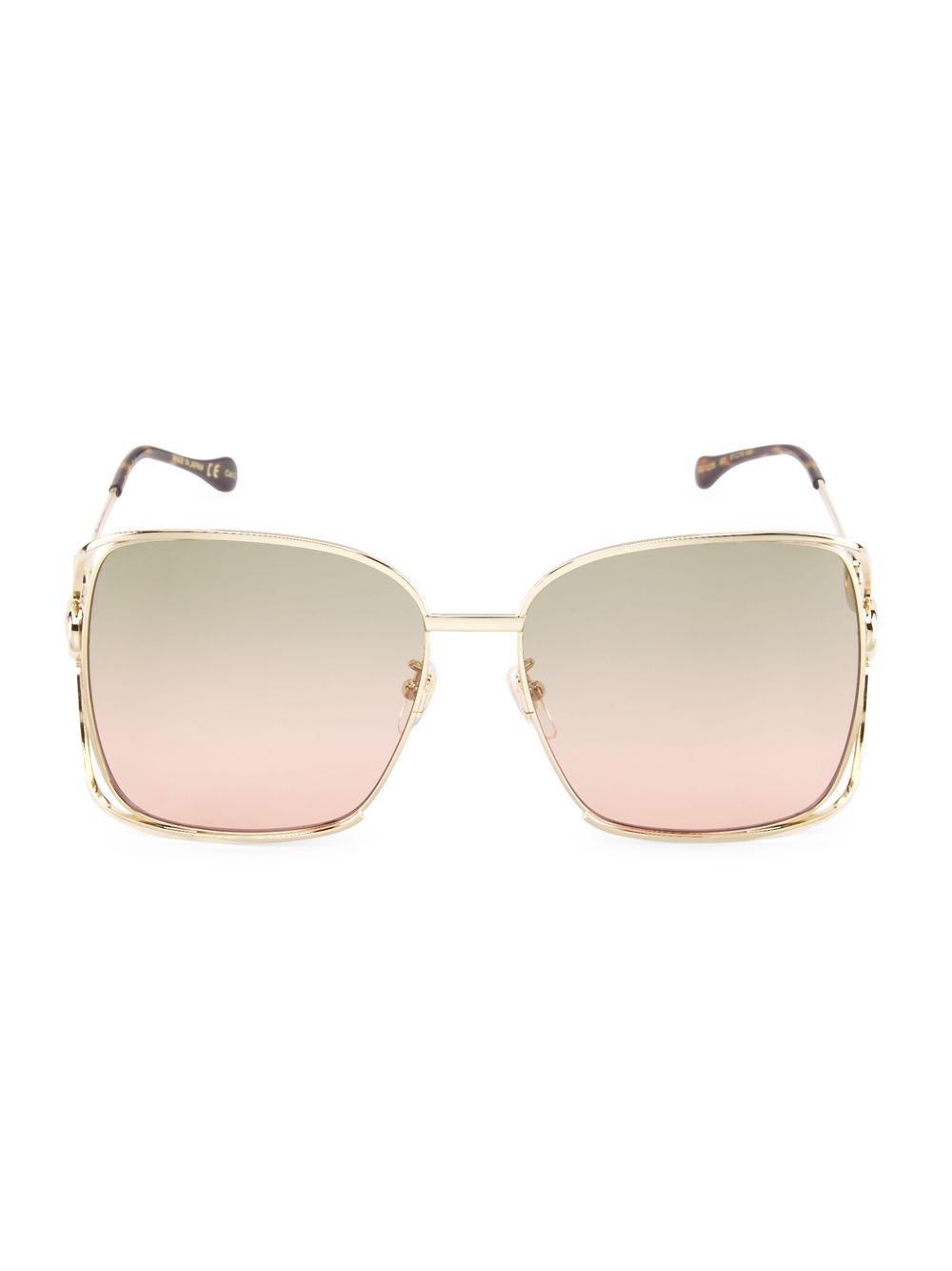 Квадратные солнцезащитные очки Horsebit 61 мм Gucci, золотой