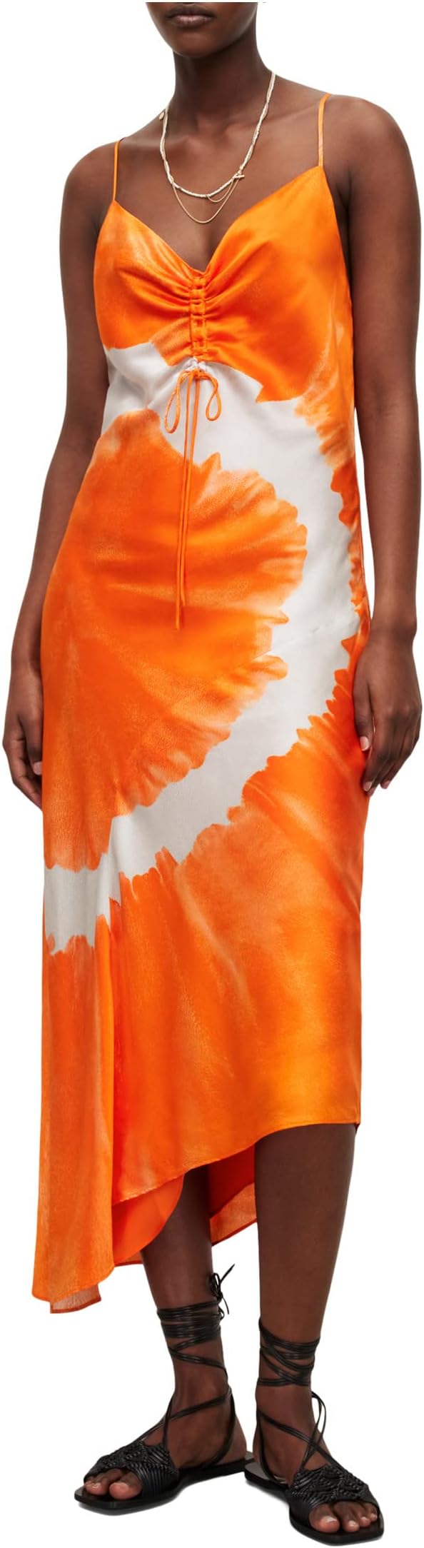 Платье Алексии Марианы AllSaints, цвет Orange Tie-Dye