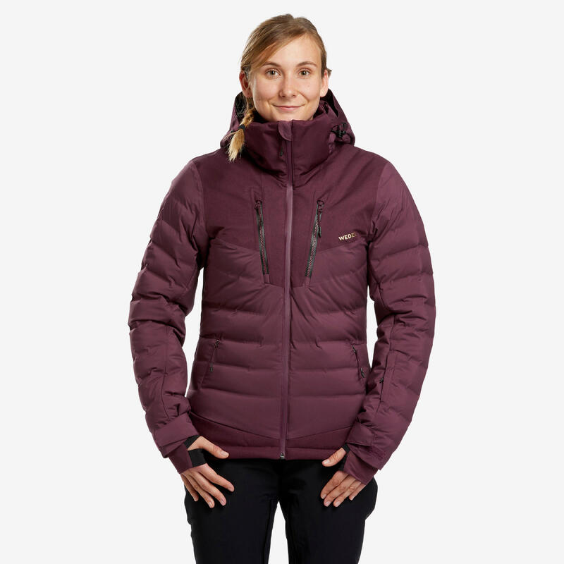 Лыжная куртка-пуховик женская теплая - 900 бордо WEDZE, цвет rot