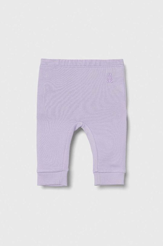 Хлопковые брюки для новорожденных United Colors of Benetton, фиолетовый