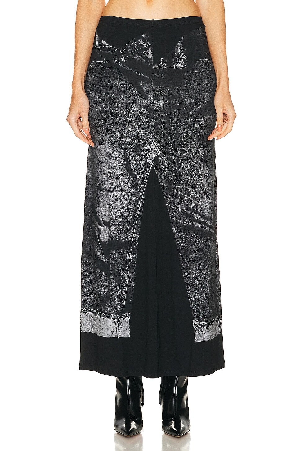 

Юбка Jean Paul Gaultier Trompe L'Oeil Flag Label Long, цвет Black & Grey