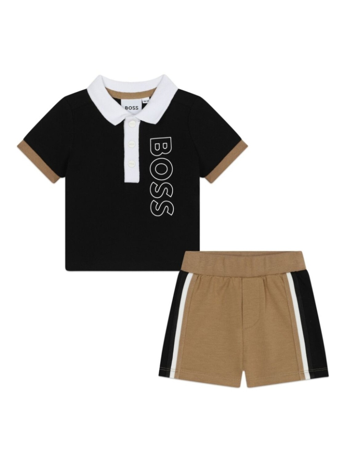 

BOSS Kidswear комплект из рубашки поло и шортов с логотипом, черный
