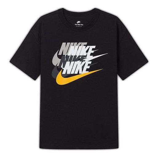 Футболка Men's Nike As Nsw Prem Ss Tee Athleisure Casual Sports Logo Printing Short Sleeve Black T-Shirt, мультиколор
