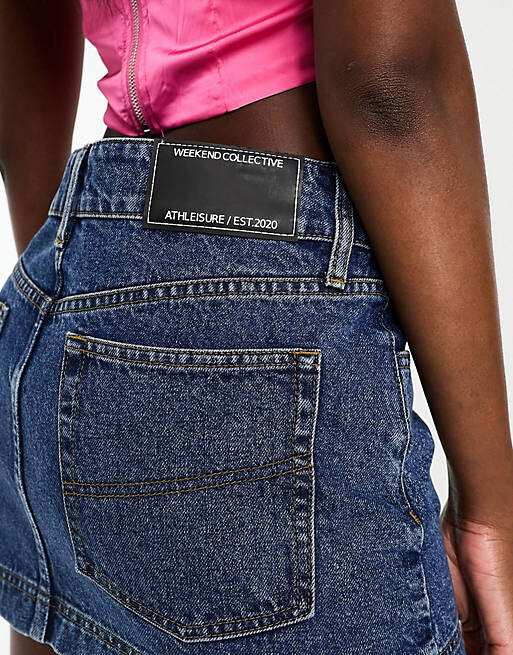 

Джинсовая мини-юбка средней посадки с низкой посадкой ASOS Weekend Collective