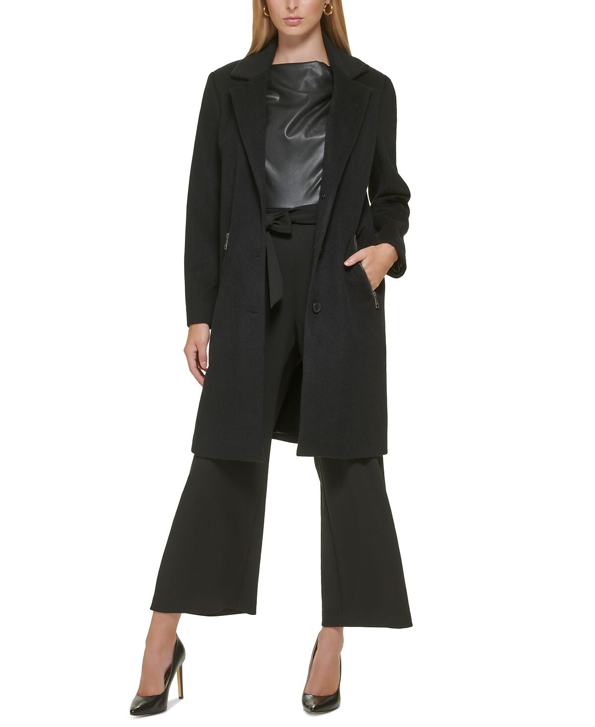 

Женское длинное пальто DKNY, черный