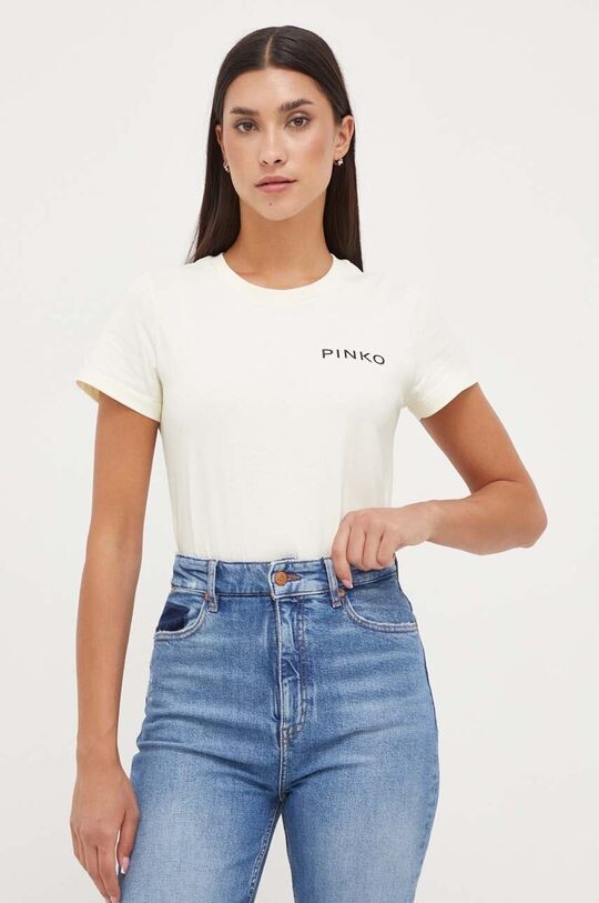 

Хлопковая футболка Pinko, бежевый
