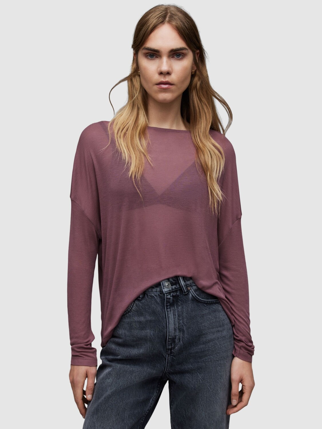 

AllSaints Rita Francesco Топ с вырезом лодочка, фиолетовый лиловый