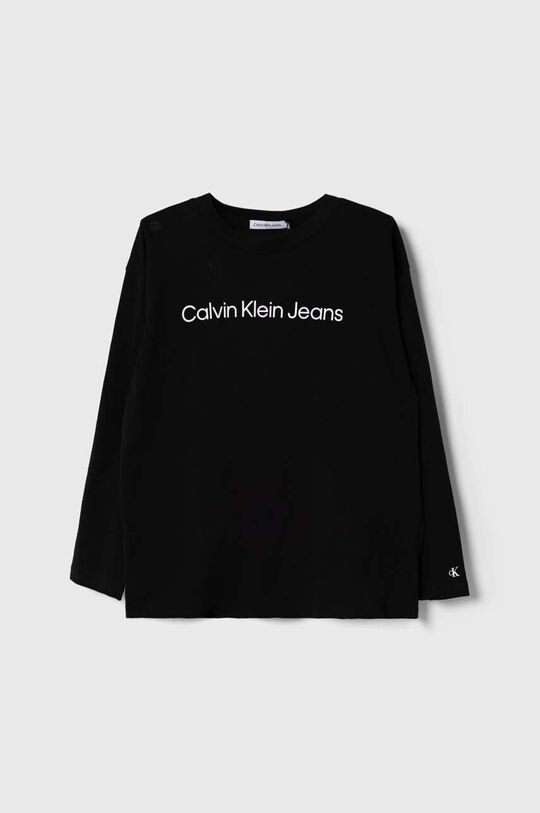 

Хлопковая рубашка с длинными рукавами для мальчиков и девочек Calvin Klein Jeans, черный