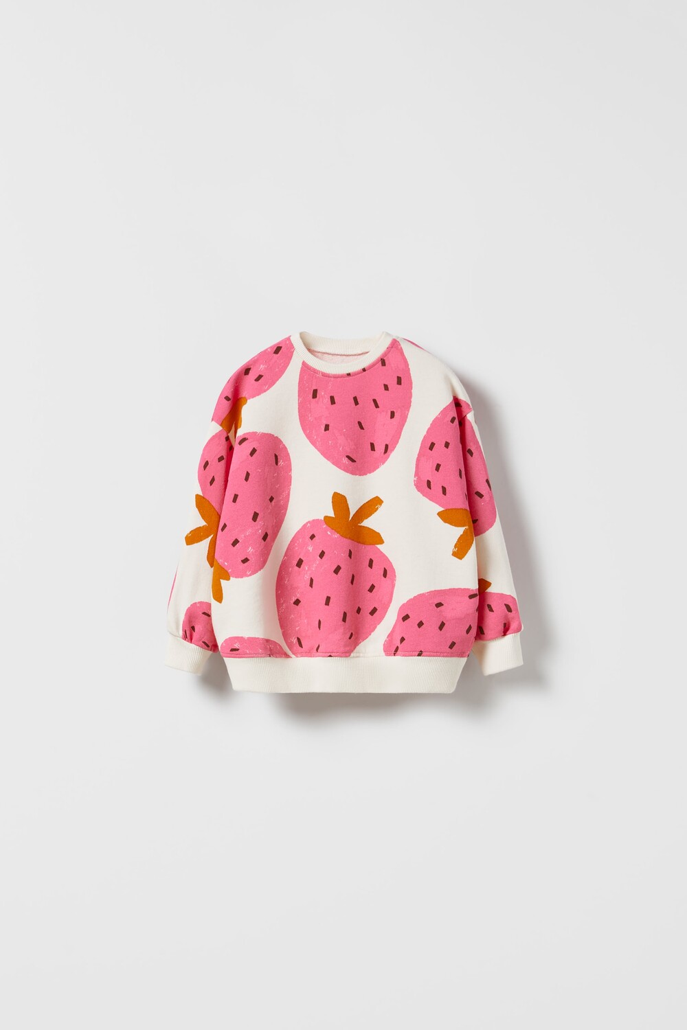 

Толстовка с клубничным принтом Zara, экрю