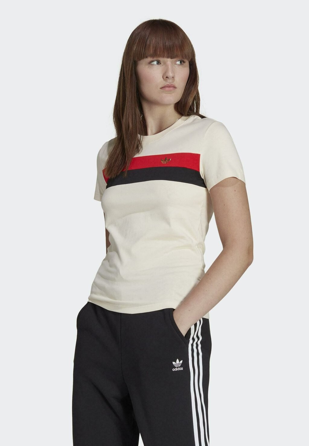 

Футболка с принтом adidas Originals, бежевый