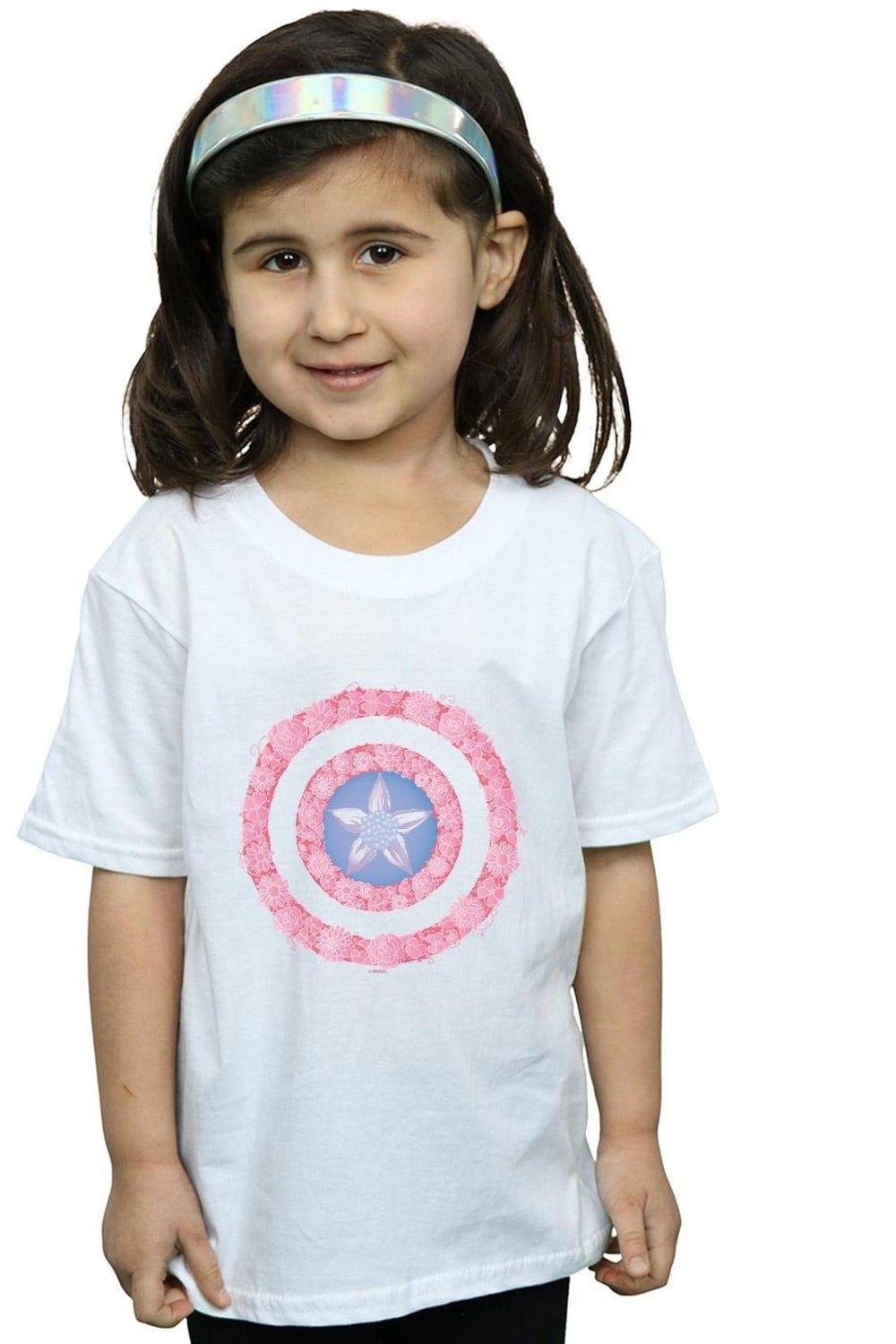 Хлопковая футболка с цветочным принтом «Капитан Америка» Marvel, белый хлопковая футболка с логотипом капитан америка marvel белый