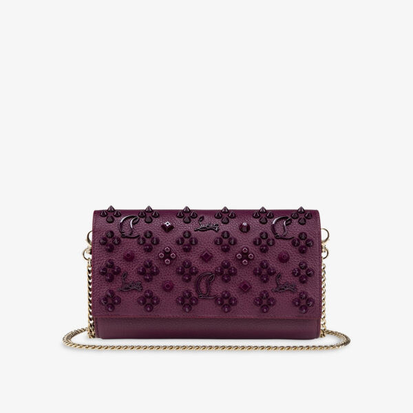 

Кожаный кошелек Paloma на цепочке Christian Louboutin, цвет merlot
