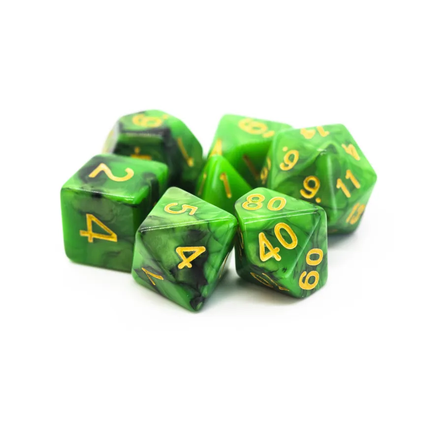 

Полисетка зеленого и черного цвета с золотом (7), Acrylic-Resin Dice - Vorpal (Poly Sets)