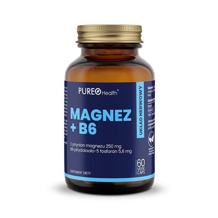 магний в6 Pureo Health Magnez + B6 5-P магний с витамином В6 в капсулах, 60 шт.