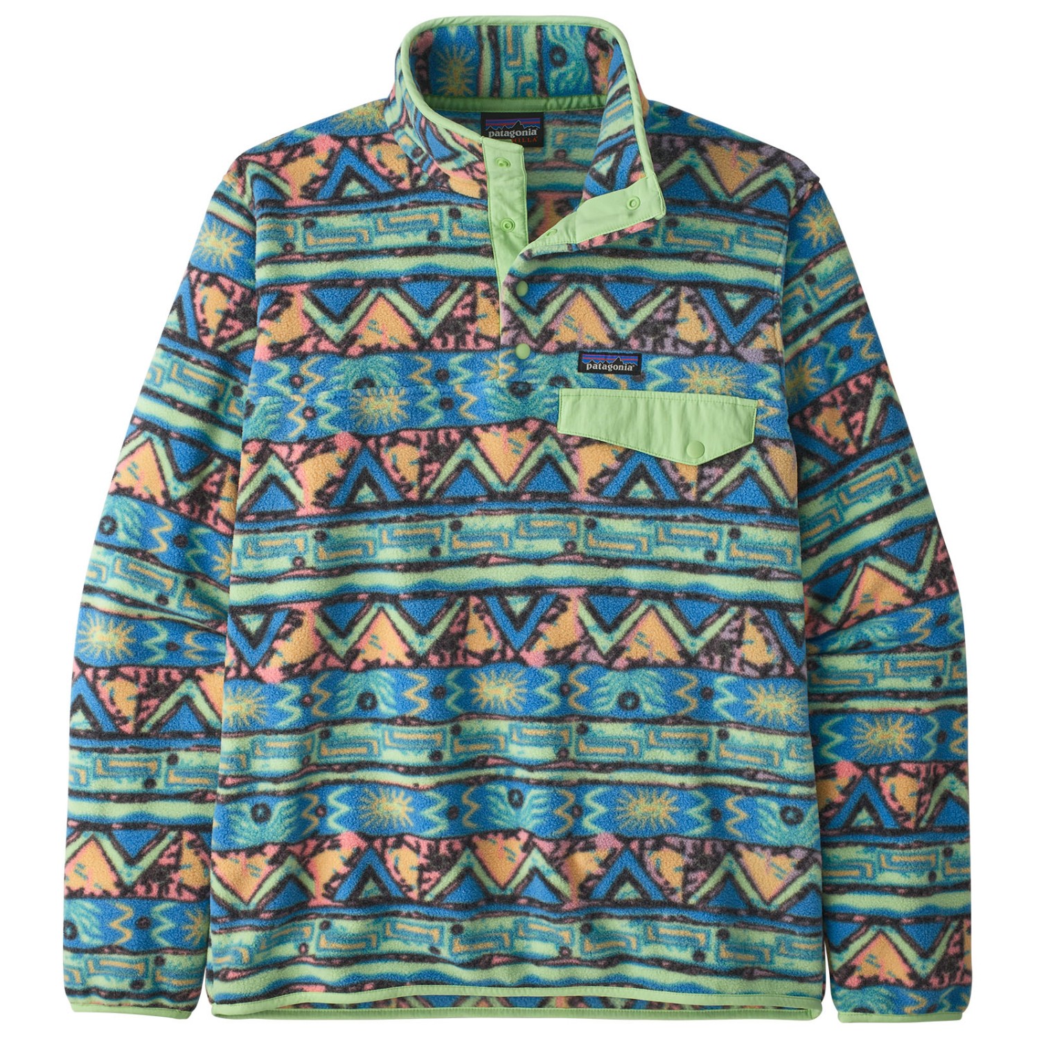 Флисовый свитер Patagonia Lightweight Synch Snap T P/O, цвет High Hopes Geo/Salamander Green