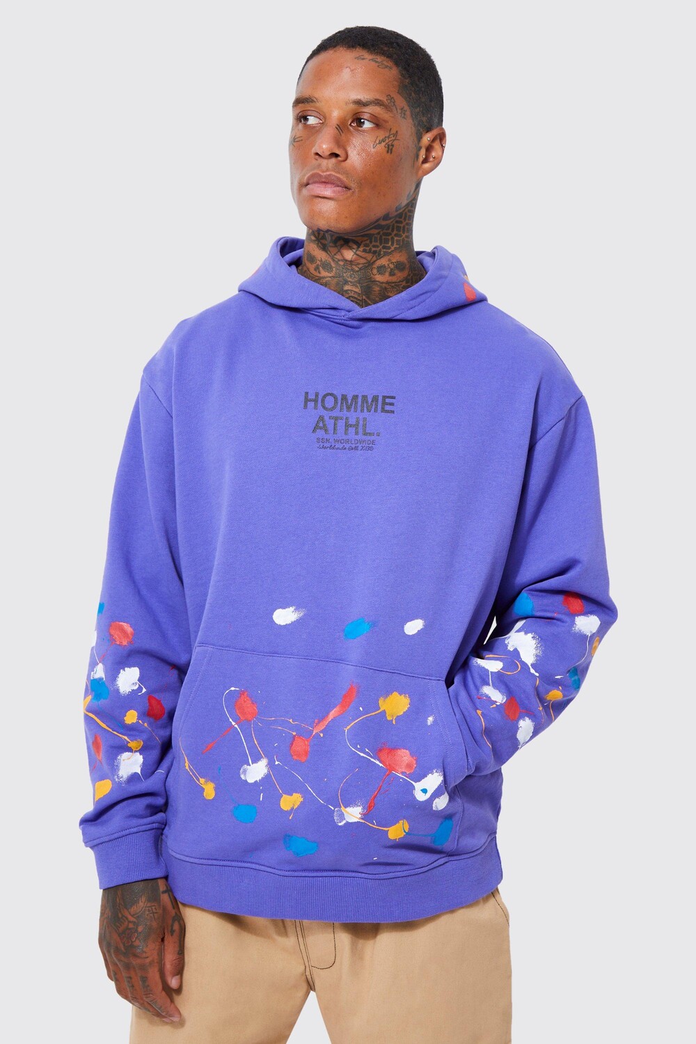 

Худи оверсайз с стиркой краски Boohoo, фиолетовый