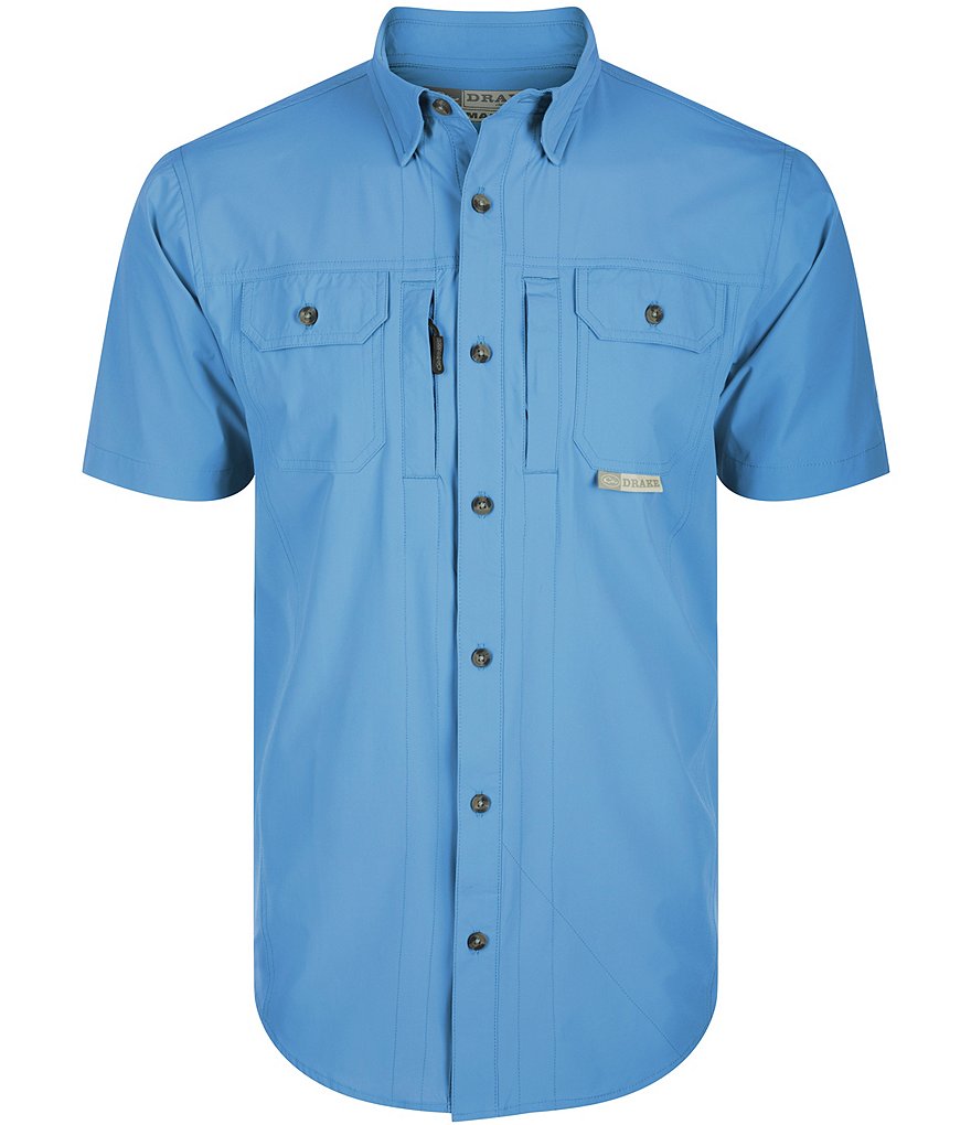 Тканая рубашка Trey с короткими рукавами Drake Clothing Co., синий drake