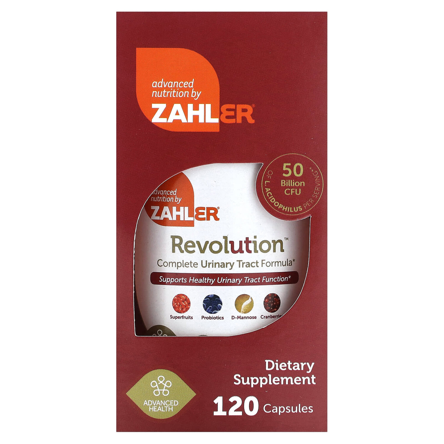 

Revolution, комплексная формула для мочевыводящих путей, 120 капсул, Zahler