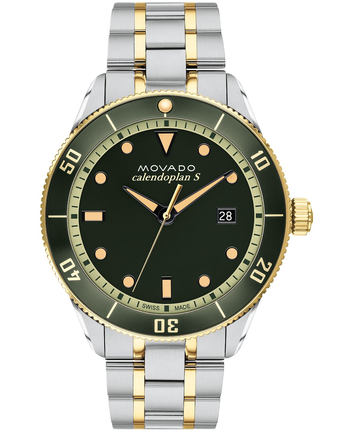 Мужские часы Heritage с двухцветным браслетом из нержавеющей стали, 43 мм Movado