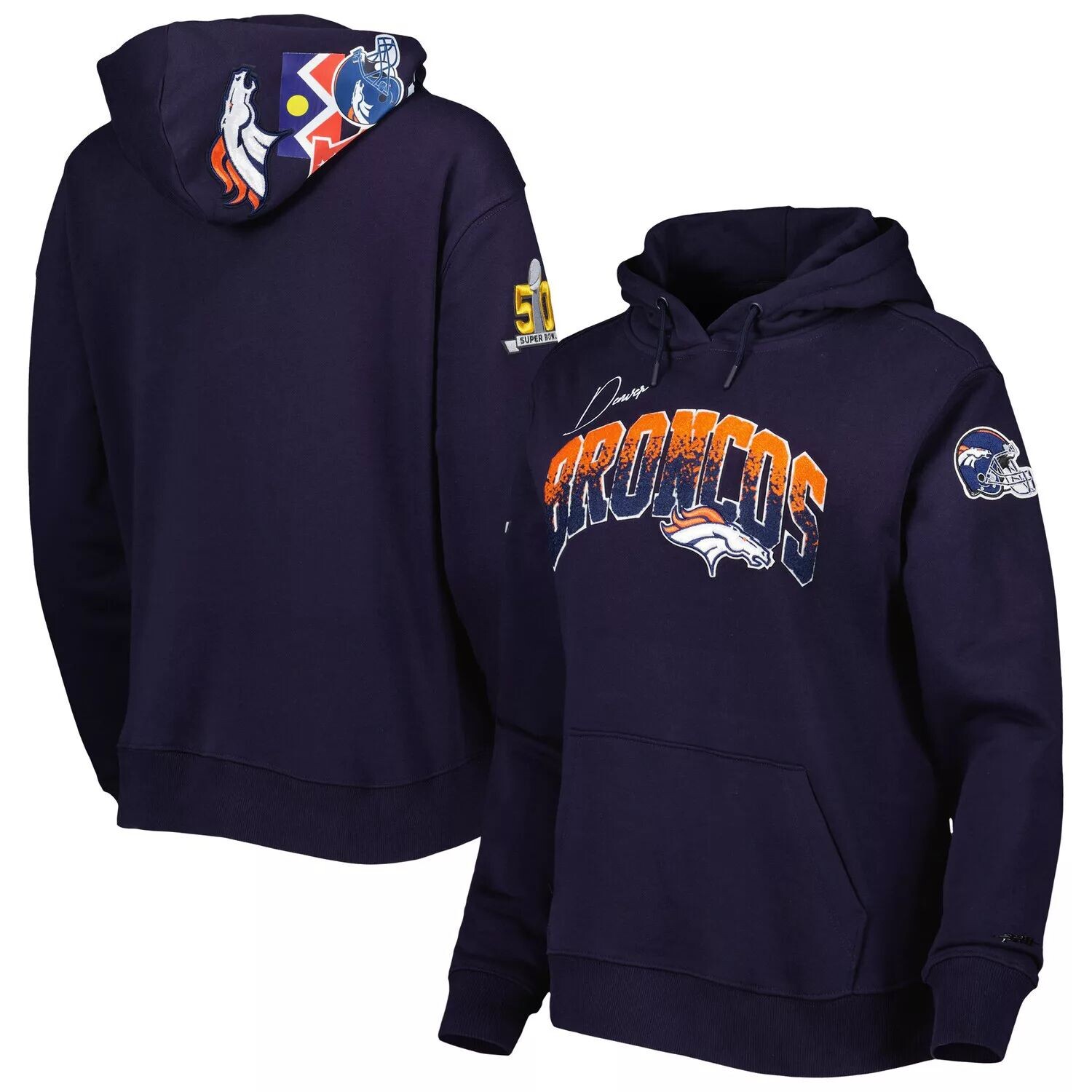 

Женский пуловер с капюшоном Pro Standard Denver Broncos Local Patch темно-синего цвета, Синий