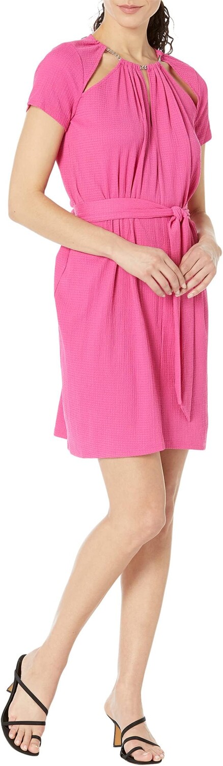 

Платье с высоким и низким вырезом-цепочкой MICHAEL Michael Kors, цвет Cerise