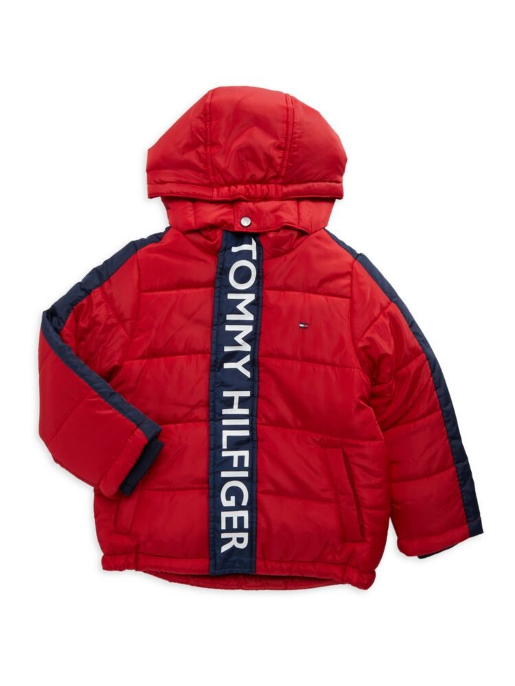 

Пуховик с логотипом Little Boy Tommy Hilfiger, алый