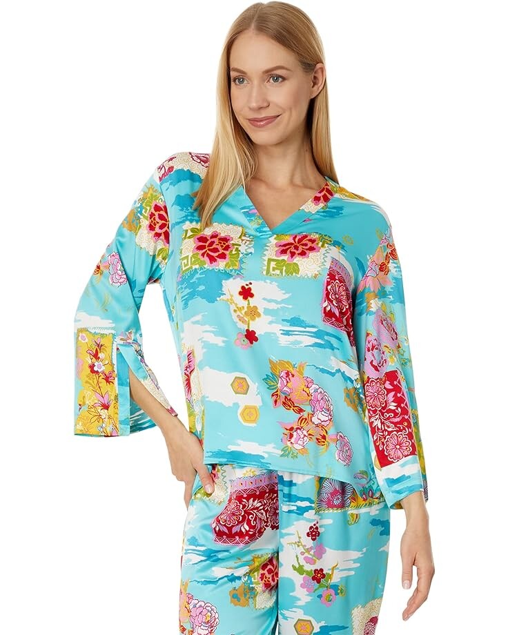 

Пижамный комплект N by Natori Pacifica V-Neck PJ Set, цвет Pacific Teal Multi