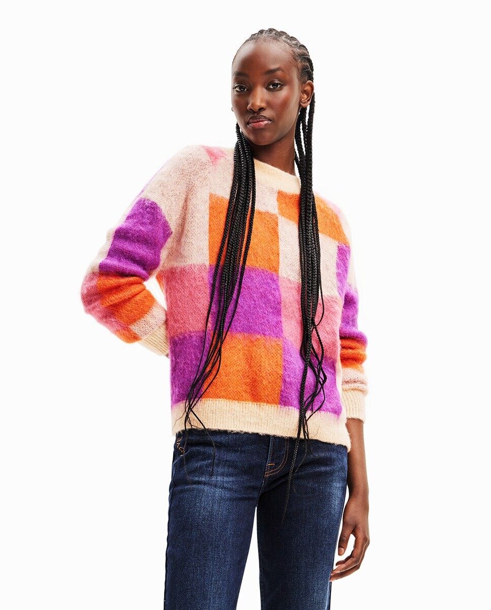 

Жаккардовый свитер в клетку Desigual, оранжевый