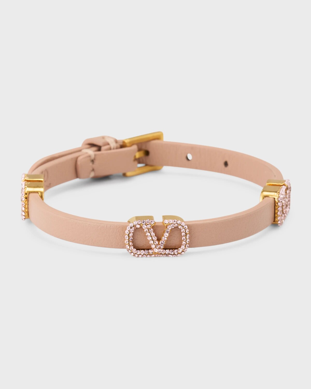 

Кожаный браслет Rhinestone V Logo Signature, розовый Valentino Garavani, цвет Rose Cannelleclay