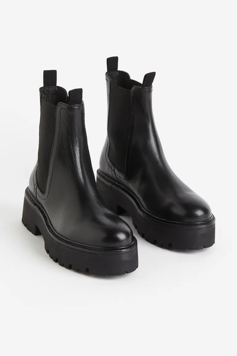 

Кожаные ботинки челси H&M, черный