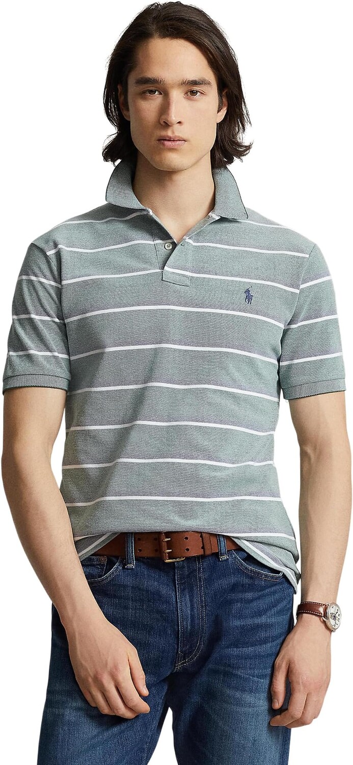 

Рубашка-поло Classic Fit Striped Mesh Polo Shirt Polo Ralph Lauren, цвет Verano Green Multi