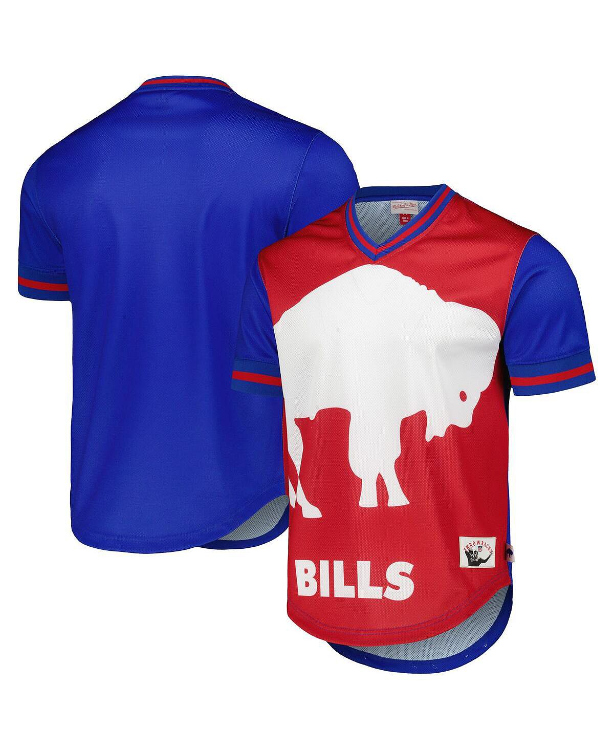 Мужская футболка Royal Buffalo Bills Jumbotron 3.0 Mesh с v-образным вырезом Mitchell & Ness боди royal red buffalo bills throwback для новорожденных нагрудник и пинетки комплект из трех предметов mitchell