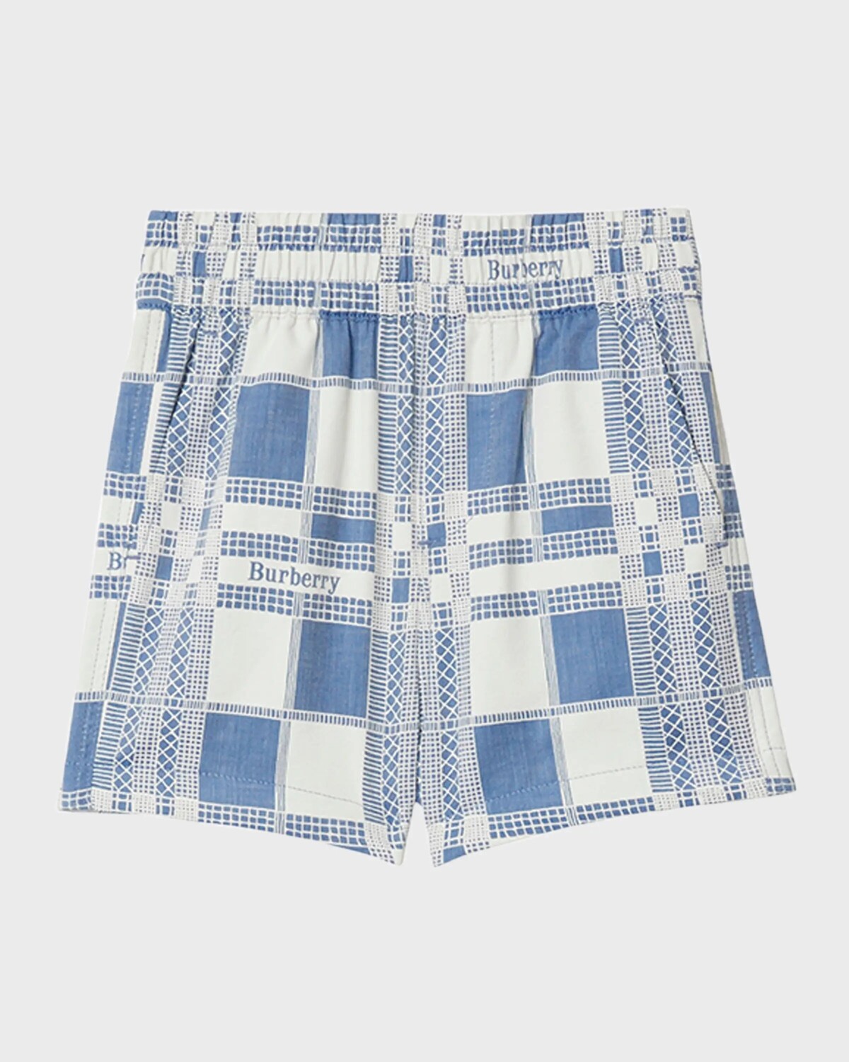 

Тканые шорты с принтом Jed Windowpane для мальчиков Burberry, цвет Pale Blue