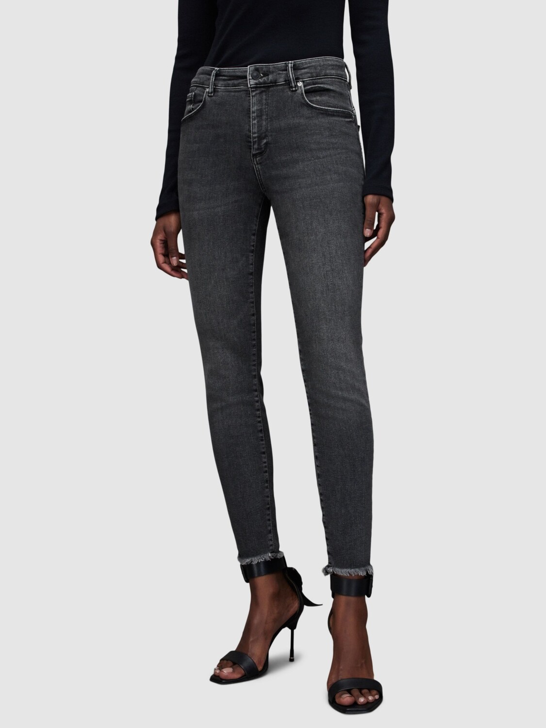 

Джинсы AllSaints Miller Push Up, потертые, черные