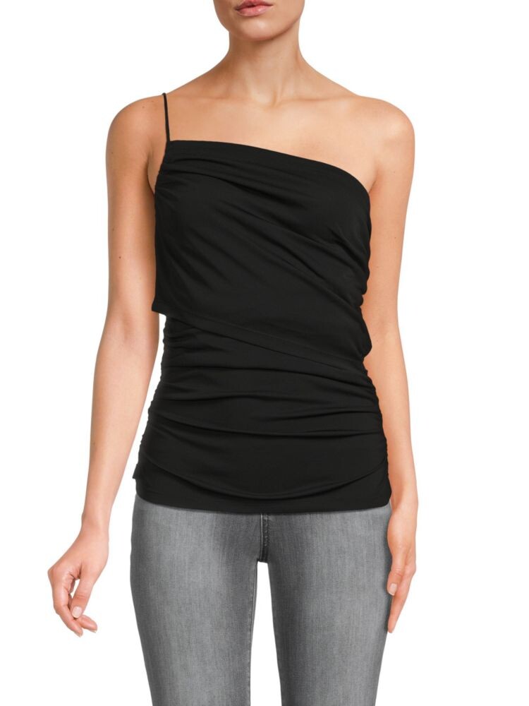 

Майка на одно плечо со сборками Donna Karan, черный