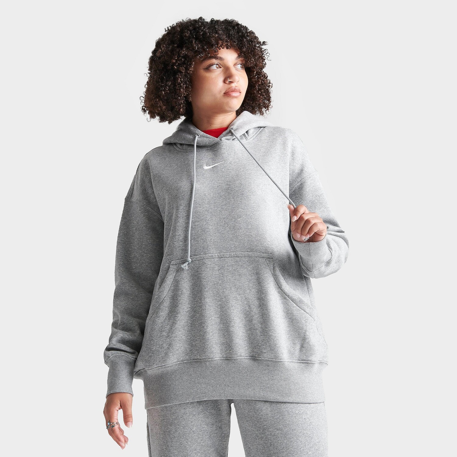 

Женский свободный пуловер с капюшоном из флиса Nike Sportswear Phoenix, серый
