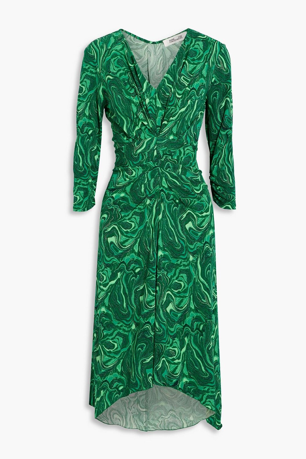 

Платье миди из джерси сиреневого цвета со сборками и принтом DIANE VON FURSTENBERG, зеленый
