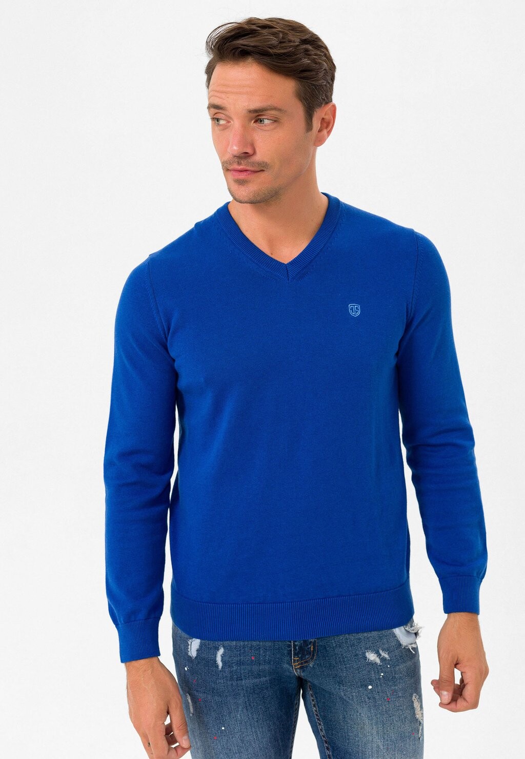 

Свитер Arm Patch Vneck Felix Hardy, синий