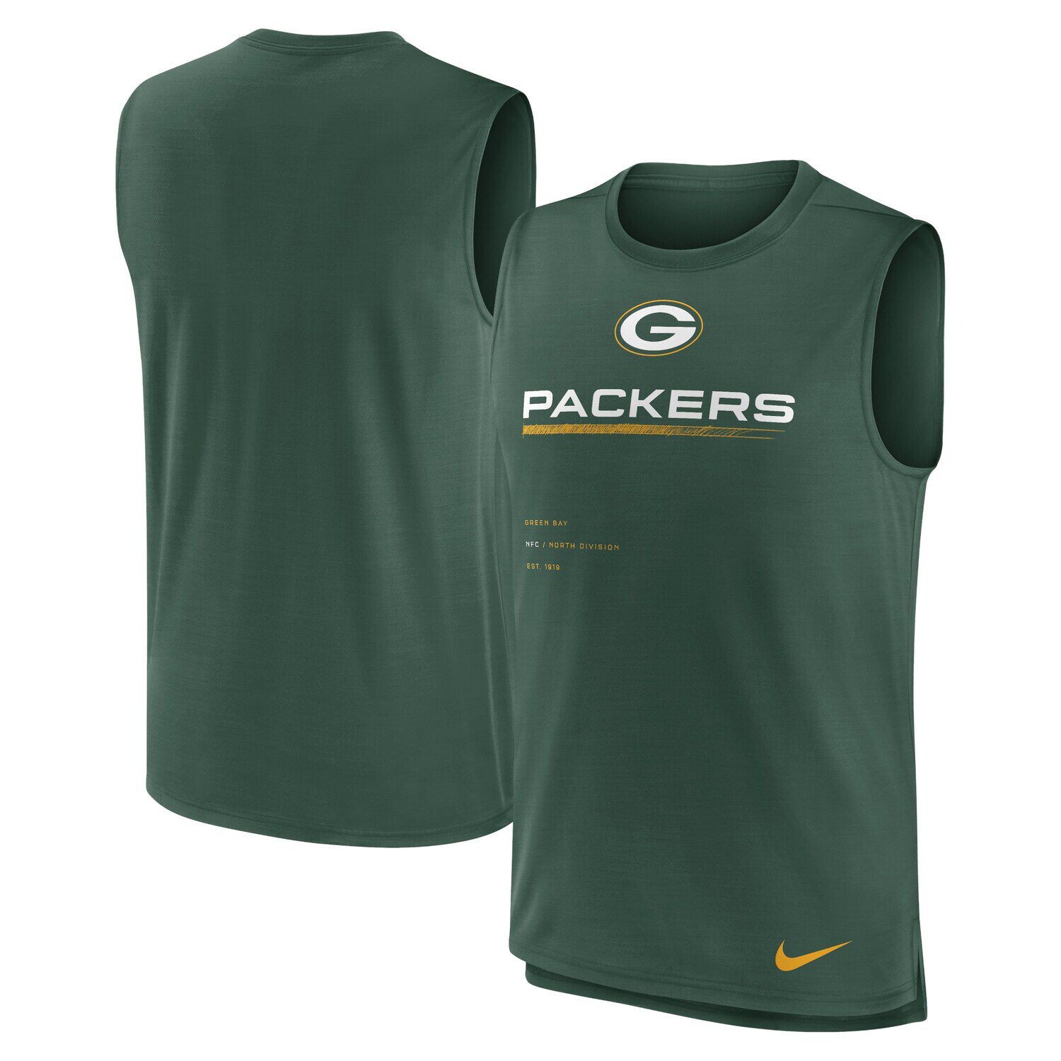 

Мужская майка Nike Green Green Bay Packers Muscle Trainer