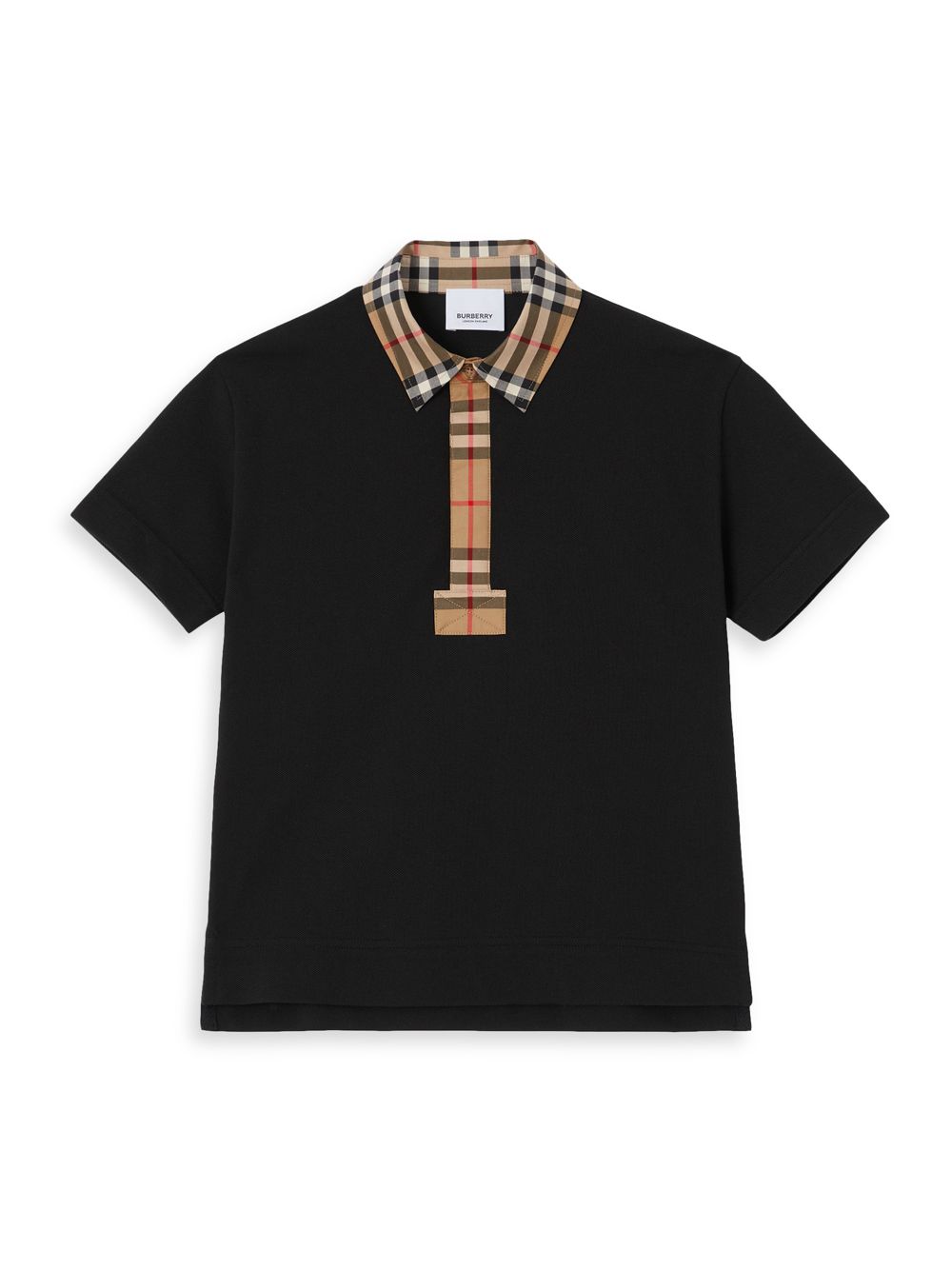 

Рубашка поло в клетку Little Boy's & Boy's Johane Vintage с клетчатой отделкой Burberry, черный