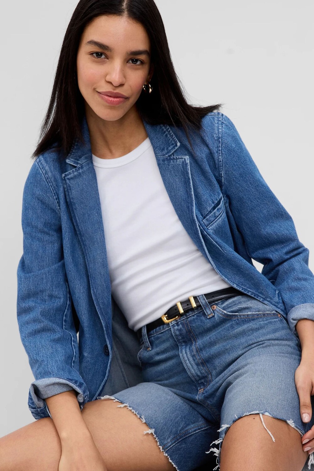 

Джинсовые шорты с завышенной талией Gap, синий