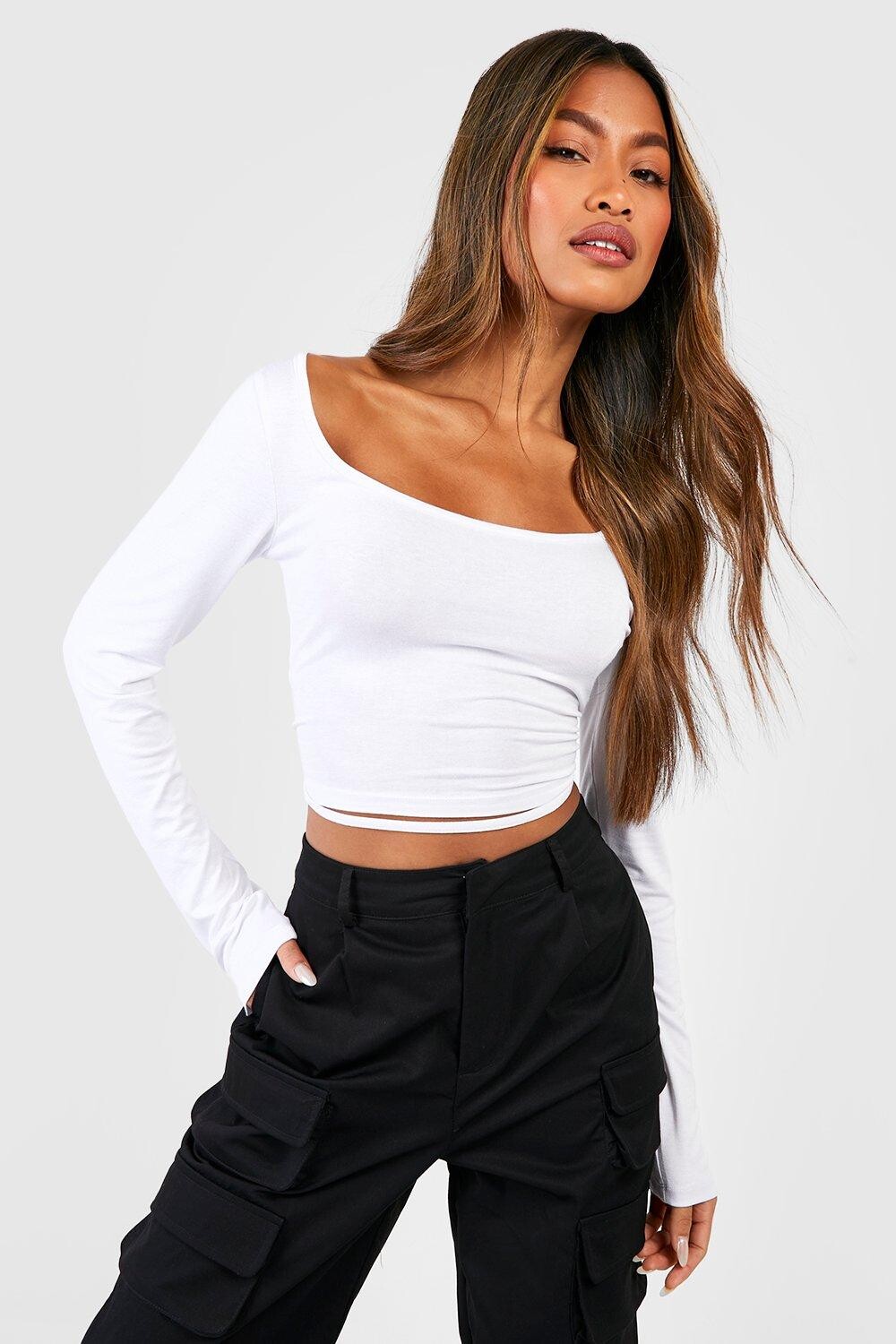 

Укороченный топ с квадратным вырезом Boohoo, белый