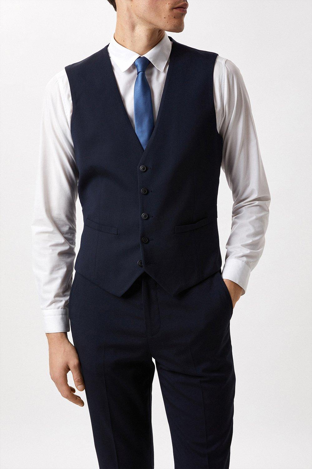 Темно-синий жилет Tailored Fit Essential Burton, темно-синий жилет zara pinstripe tailored темно синий