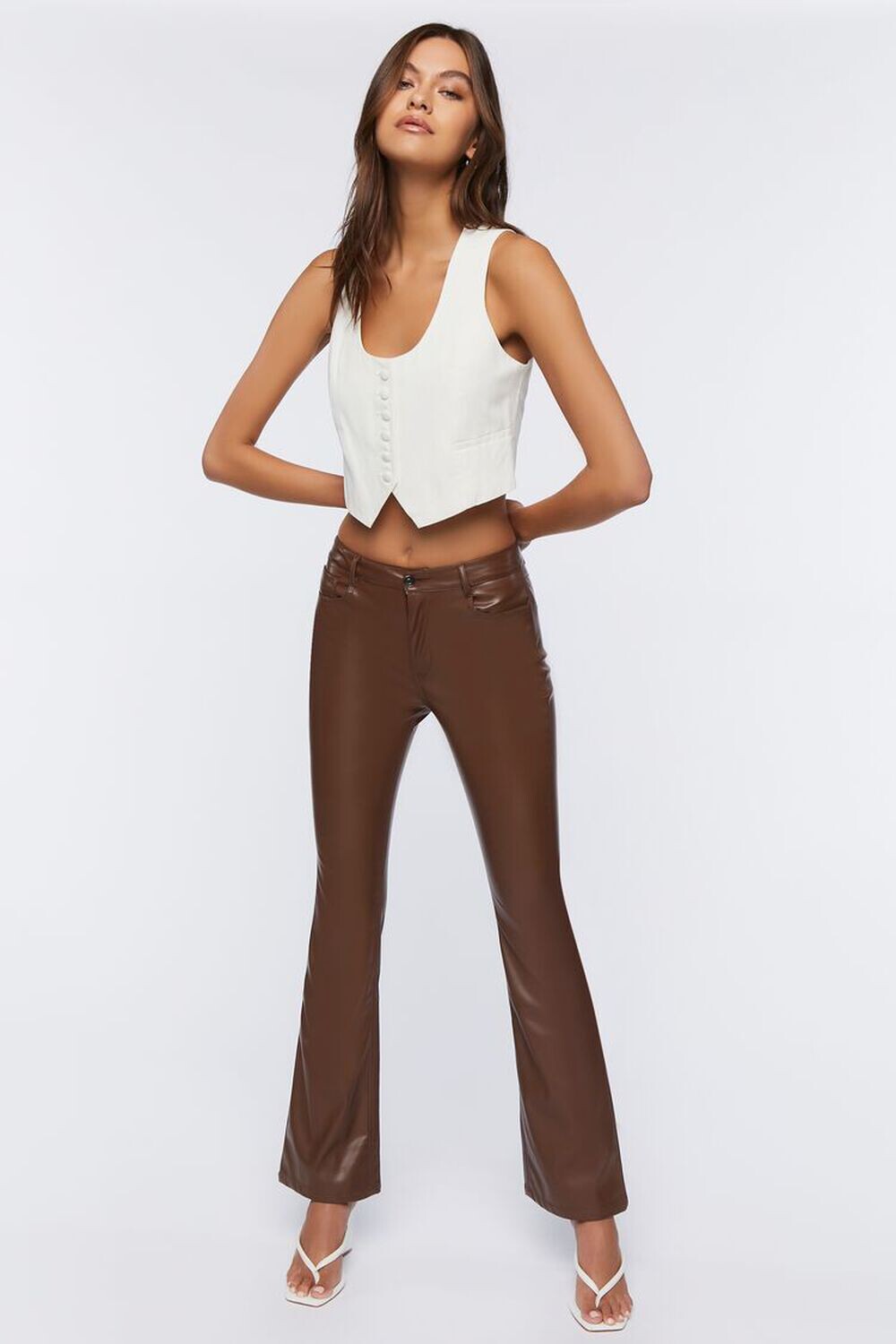 

Брюки-клеш из искусственной кожи Forever 21, шоколадный, Коричневый