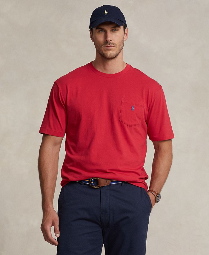 

Мужской большой & Высокая футболка с круглым вырезом Polo Ralph Lauren, красный