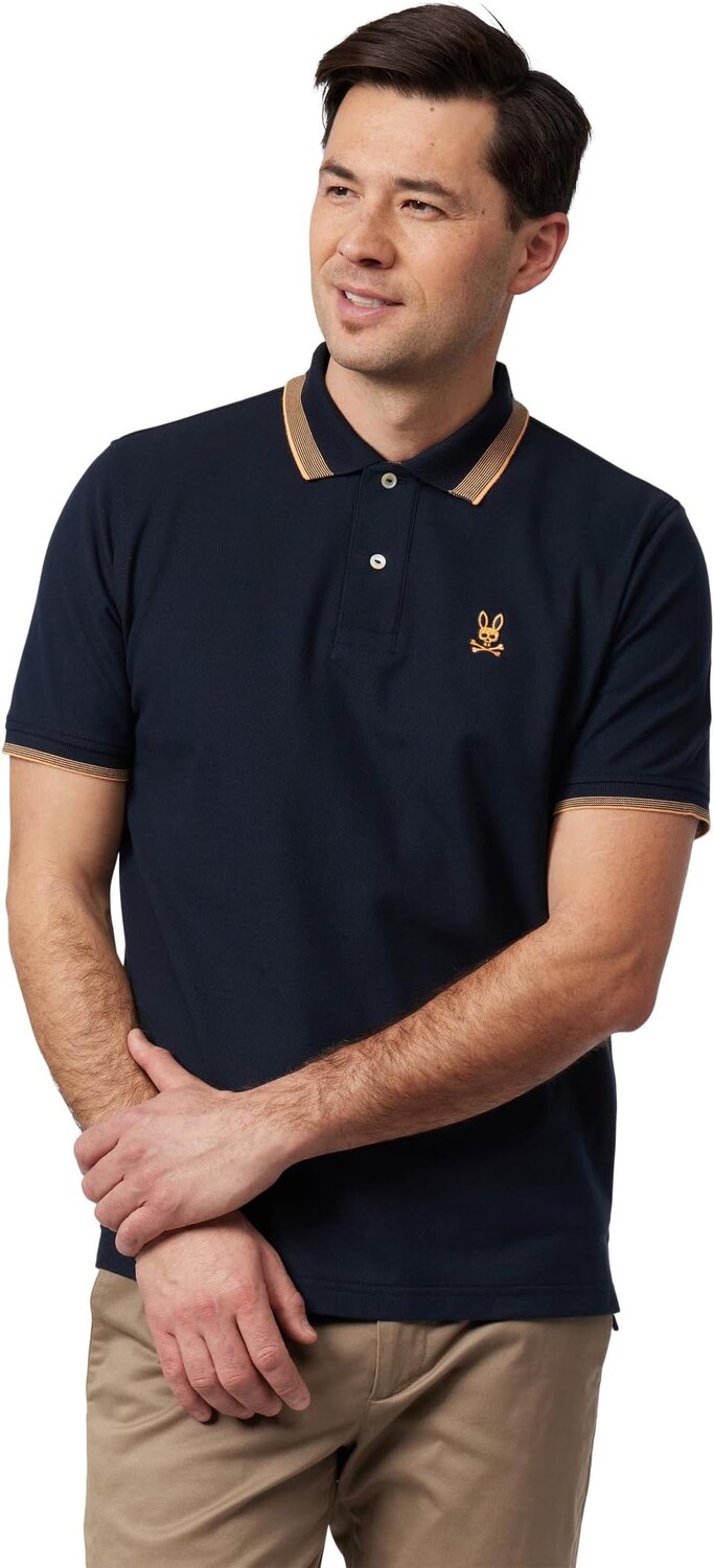 

Поло Psycho Bunny Queensbury Pique Polo, темно-синий