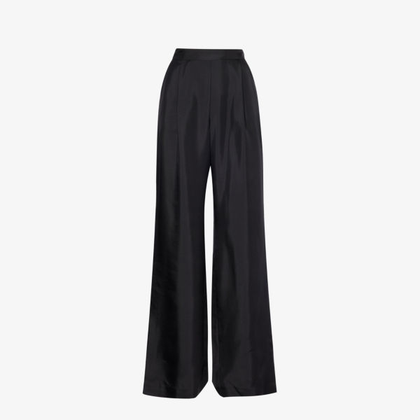 Широкие шелковые брюки Accolade со складками и высокой посадкой Viktoria & Woods, черный цена и фото